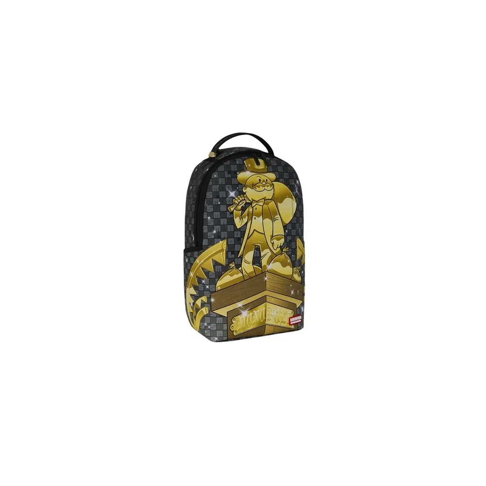 Sprayground Monopoly Money Gold Statue Backpack Black Grey Limited Edition B5106
